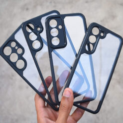 Hooxar anti-yellow transparent Samsung mobile back cover with raised bumper side black edge corner