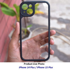 Live photo of Hooxar anti yellow mobile back cover for Apple iPhone 14 Plus and 15 Plus mobile