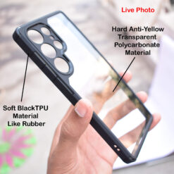 Alternative view of Transparent Anti-Yellow Crystal Clear Back Cover for Samsung Mobile Models | Side Black Soft Shockproof Bumper Drop Protection