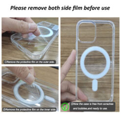 hooxar transparent back cover comes with both side lamination films, please remove the films before use