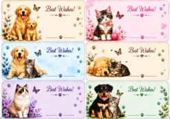 6 piece dog cat sticker