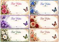 butterfly flower printed gift box sticker