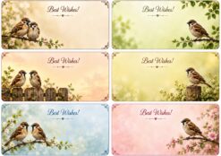6 piece sparrow bird sticker