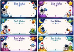 6 pieces space rocket theme sticker